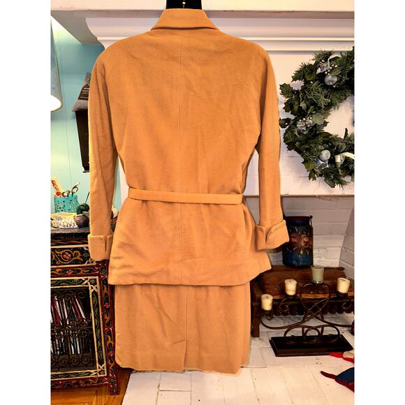 VINTAGE UNWORN 80'S RALPH LAUREN CAMEL 100% CASHMERE SKIRT & JACKET SUIT - Picture 2 of 10